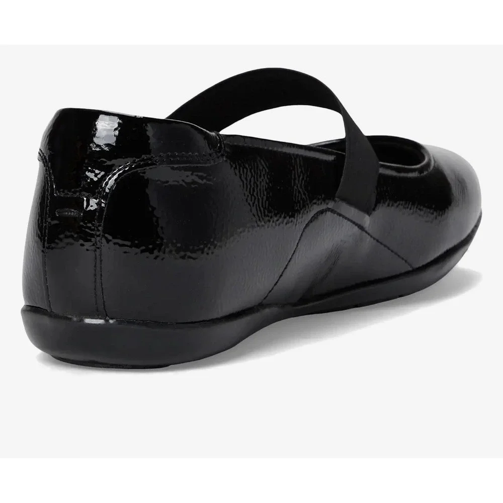 NIB Rockport Aver 9.5 W Wide Mary Jane Flats Black Patent Leather Slip On Shoes